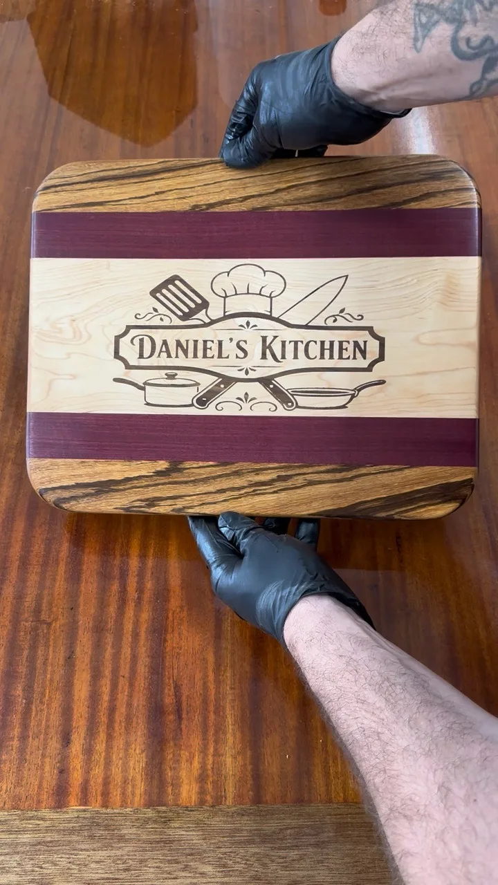 The finished cutting board oiled and buffed